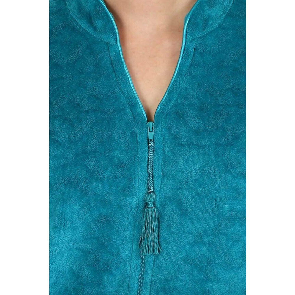 LAST ONE-Miss Elaine  Fleece Long Zipper Robe- Teal NWT - Picture 6 of 10